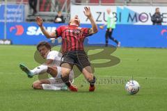 3.Liga - Saison 2022/2023 - FC Ingolstadt 04 -  SV Meppen - Dominik Franke (Nr.3 - FCI) wird gefoult - Foto: Meyer Jürgen