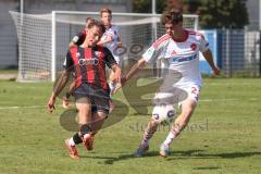 *** A-Junioren Bundesliga  - Saison 2025/26 - A-Junioren - FC Ingolstadt 04 - 1. FC Nürnberg - Hoffmann Tim rot FCI - Gerner Lucas weiss Nürnberg - Foto: Meyer Jürgen