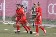 Frauen - Bayernliga -  FC Ingolstadt 04 II -SV Frensdorf -  Der 1:0 Führungstreffer durch Melina Prawda rot FCI - Jubel - Annika Siebenhüter rot FCI - Melisah Karacubu #23 rot FCI - Foto: Meyer Jürgen