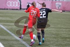 2. Fußball-Liga - Frauen - Saison 2022/2023 - FC Ingolstadt 04 - SC Freiburg II - Villena Scheffler (Nr.28 - FCI Frauen) - Reuter Melina schwarz Freiburg - Foto: Meyer Jürgen