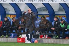 2.BL; Hansa Rostock - FC Ingolstadt 04; Freistoß Thomas Keller (27, FCI) trifft zum 0:1 Jubel Cheftrainer André Schubert (FCI) Tor Jubel Treffer