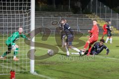 Bayernliga Süd - Saison 2022/2023 - FC Ingolstadt 04 -  VFB Hallbergmoos - Der 1:1 Ausgleichstreffer durch Udogu David (Nr.2 - Fc Ingolstadt 04 II) - Jubel - Gashi Egson (Nr.9 - Fc Ingolstadt 04 II) - Carl Opitz schwarz Hallbergmoos - Dominic Dachs Torwar