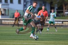 Landesliga - Saison 2025/26 - SV Manching - SV Cosmos Aystetten - Dzenis Seferovic (Nr.6 - SV Manching) - David Schwab blau Aystetten - Foto: Meyer Jürgen