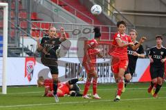 DFB - Pokal - Frauen - Saison 2022/2023 - FC Ingolstadt 04 -  FC Bayern München - Torwart Daum Anna-Lena (Nr.22 - FC Ingolstadt 04 ) - Mailbeck Alina (Nr.8 - FC Ingolstadt 04 ) - Saki Kumagai (Nr.3 - FC Bayern München) - Foto: Meyer Jürgen