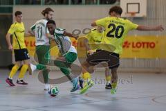 Lotto Bayern Hallencup - Saison 2024/25 - SV Manching - FC Hitzhofen/Oberzell- Daniel Schweiger grün Manching - Romeo Öxler mitte grün Manching - Foto: Meyer Jürgen