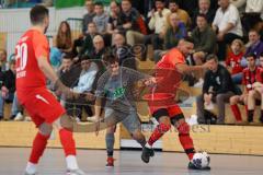 Lotto - Hallen - Bayerncup - Oberbayern -  Saison 2022/2023  - FC Fatih Ing - TSV Murnau - 2:1 - Deniz Sari rot Fatih - Luis Zehetmeier grau Murnau - Foto: Meyer Jürgen