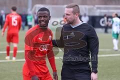 Bayernliga Süd - Saison 2022/2023 - FC Ingolstadt 04 - SV Schalding Heining - Mussa Fofanah (Nr.7 - FCI II) wird vom Schiedsrichter ermahnt - Foto: Meyer Jürgen