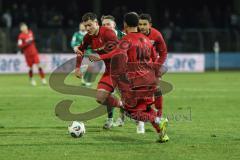 3. Liga; 1. FC Schweinfurt 05 - FC Ingolstadt 04; Zweikampf Kampf um den Ball Jonas Scholz (15, FCI) Emilio Kehrer (44, FCI) Fredrik Carlsen (8, FCI)
