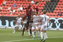 3. Fußball-Liga - Saison 2022/2023 - FC Ingolstadt 04 - SpVgg Bayreuth - Moussa Doumbouya (Nr.27 - FCI) - Calvin Brackelmann (Nr.17 - FCI) - Foto: Meyer Jürgen