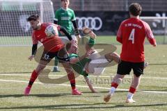 2024_2_17 - Saison 2023/24 - AUDI-Schanzer Amateur Cup - FC Gerolfing - TV 1861 Ingolstadt - Halbfinale 2 - Miguel Diaz Moreno rot 1861 Ing. - Florian Uslar grün Gerolfing - Foto: Meyer Jürgen