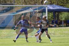 Kreisliga - Saison 2024/25- SV Menning - TSV Ober/Unterhaunstadt-  - Ali Cakmakci Torwart grau Ober/Haunstadt - Simon Wolfsfellner blau Menning - Amadeus Taubert grau Ober/Haunstadt - Foto: Meyer Jürgen