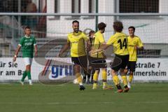 Kreisliga - Saison 2023/2024 - FC Gerolfing - FC Hitzhofen/Oberzell - Der 0:1 Führungstreffer durch Faruk Rencber gelb #6 Hitzhofen - Michael Oblinger Torwart Gerolfing - jubel - Foto: Meyer Jürgen