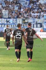 3. Liga; FC Ingolstadt 04 - TSV 1860 München; Tor Jubel Treffer 2:1 David Kopacz (29, FCI) mit Jannik Mause (7, FCI)