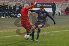 Bayernliga Süd - Saison 2021/2022 - FC Ingolstadt 04 II - TSV 1860 München II - Rausch Thomas (#18 FCI) - Gresler Maxim blau #3 München - Foto: Meyer Jürgen