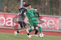 Bezirksliga - Saison 2024/25- FC Fatih - VFB Eichstätt II  - Erdogan Nasufaj schwarz Fatih - Paul Massari grün Eichstätt - Foto: Meyer Jürgen