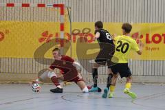 Lotto Bayern Hallencup - Lindenkreuzhalle Saison 2024/25 - FC Hitzhofen - DJK München - Adam Puta schwarz München  - Valentin Puhar TW Hitzhofen - Foto: Meyer Jürgen