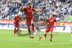 3. Liga; MSV Duisburg - FC Ingolstadt 04; Yannick Deichmann (20, FCI) Zweikampf Kampf um den Ball Kopfball Hahn Alexander (42 MSV) Frederik Christensen (11, FCI)