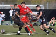 Bayernliga Süd - Saison 2022/2023 - FC Ingolstadt 04 -  TSV 1882 Landsberg - Gashi Egson (Nr.9 - Fc Ingolstadt 04 II) - Holdenrieder Maximilian rechts Landsberg - Benede Aquayo #24 Landsberg - Foto: Meyer Jürgen