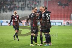 2.BL; FC Ingolstadt 04 - Erzgebirge Aue; Tor Jubel Treffer 1:0 Patrick Schmidt (32, FCI) Thomas Keller (27, FCI) Filip Bilbija (35, FCI) Valmir Sulejmani (33, FCI) Rico Preißinger (6, FCI)