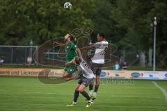 Landesliga - Saison 2026/27 - SV Manching - SC Cosmos Aystetten - Daniel Schweiger (Nr.11 - SV Manching) - Marksteiner Raphael weis Aystetten  - Schäfer Edward weis Aystetten  - Foto: Meyer Jürgen