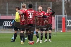 3. Liga; Testspiel - FC Ingolstadt 04 - Chemnitzer SC; Schoß Tor Jubel Treffer Max Dittgen (10, FCI) 4:0 Justin Butler (31, FCI) Tobias Bech (11, FCI) Denis Linsmayer (23, FCI)