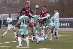 Bayernliga Nord - Saison 2024/25 - FC Ingolstadt 04 II - DJK Ammerthal - Luca Lechner (Nr.5 - FCI U21) beim Kopfball - Tobias Schröck (Nr.21 - FCI U21) mitte - Foto: Meyer Jürgen