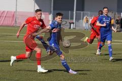 Bayernliga Süd - Saison 2022/2023 - FC Ingolstadt 04 - FC Deisenhofen - Jonas Perconti (Nr.14 - FCI II) - Niklas Sagner blau Deisenhofen - Foto: Meyer Jürgen