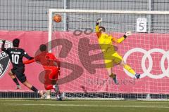 A - Junioren Bundesliga Süd/Südwest -  Saison 2021/2022 - FC Ingolstadt 04 - SC Freiburg - Bock Julian Torwart (#33 FCI) - Udogu David (#3 FCI) - Moutassime Amney #10 Freiburg - Foto: Meyer Jürgen