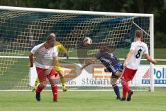 Kreisklasse - Saison 2022/2023 - TV Münchsmünster - SpVgg Langenbruck  - Johannes Artmeier blau Münchsmünster - Andreas Lutschnikov #8 weiss Langenbruck - Stefan Hirschmann Torwart Langenbruck - Foto: Meyer Jürgen