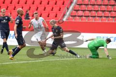3. Liga; FC Ingolstadt 04 - SpVgg Unterhaching; Benjamin Kanuric (8, FCI) Tor Jubel Treffer 1:0, Schifferl Raphael (37 SpVgg) Torwart Vollath René (1 SpVgg)