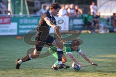 Bezirksliga - Saison 2025/26 - FC Gerolfing - TSV Rohrbach - Lukas Achhammer (Nr.9 - FC Gerolfing) - Thomas Hammerschmid schwarz Rohrbach - Foto: Meyer Jürgen