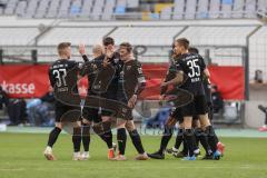 Toto Pokal - TSV 1860 München - FC Ingolstadt 04 - Marcel Gaus (19, FCI) Tor Jubel 2:2 Ausgleich, Patrick Sussek (37, FCI) Thomas Keller (27, FCI) Nico Antonitsch (5, FCI) Filip Bilbija (35, FCI) Francisco Da Silva Caiuby (13, FCI)