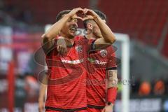 3. Liga; FC Ingolstadt 04 - Erzgebirge Aue; Marcel Costly (22, FCI) Tor Jubel Treffer 3:1 Herz Linus Rosenlöcher (19, FCI)