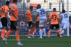 3.Liga - Saison 2023/2024 - SC Freiburg II - FC Ingolstadt 04 - Torwart Marius  Funk (Nr.1 - FCI) - Serge Müller (Nr.13 - Freiburg II) - Foto: Meyer Jürgen