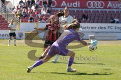 2. Bundesliga Frauen - Saison 2025/26 - FC Ingolstadt 04 Frauen - Borussia Mönchengladbach - Stefanie Reischmann (Nr.24 - FC Ingolstadt Frauen I) kommt zu spät - Frehse Jil TW Gladbach - XXXXX - Foto: Meyer Jürgen