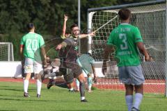 Bezirksliga - Saison 2025/26 - FC Fatih Ingolstadt - FC Gerolfing - Donat Bashota (Nr.24 - FC Gerolfing) mit dem 0:3 Führungstreffer - jubel  - Faruk Rencber (Nr.20 - FC Fatih Ingolstadt) - Foto: Meyer Jürgen