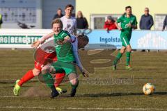 Bezirksliga OBB Nord - SV Manching - FC Schwabing München - Rainer Meisinger (#19 Manching) wird gefoelt von Hinrichs Rafael weiss Schwabing und bleibt längere Zeit verletzt am Boden liegen - Foto: Jürgen Meyer