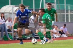 Sparkassenpokal - DJK Ingolstadt - FC Gerolfing - Tom Staudenmeier blau DJK Ingolstadt -  Lukas Schuwirth grün Gerolfing - Foto: Jürgen Meyer