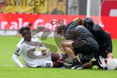 3.Liga - Saison 2022/2023 - Dynamo Dresden - FC Ingolstadt 04 - Hans Nunoo Sarpei (Nr.14 - FCI) verletzt am Boden - Foto: Meyer Jürgen