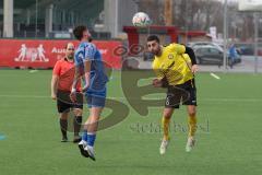 2024_2_17 - Saison 2023/24 - AUDI-Schanzer Amateur Cup - SV Hundszell - FC Hitzhofen/Oberzell  - Halbfinale 1 - Martin Kusche blau Hundszell - Fardin Gholami gelb Hitzhofen - Foto: Meyer Jürgen