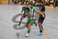 Lotto Bayern Hallencup - Lindenkreuzhalle Saison 2024/25 - DJK München -  SV Manching - Daniel Schweiger grün Manching - Samet Bastürk schwarz München - Foto: Meyer Jürgen