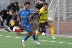 2024_2_17 - Saison 2023/24 - AUDI-Schanzer Amateur Cup - SV Hundszell - FC Hitzhofen/Oberzell  - Halbfinale 1 - Fardin Gholami  gelb Hitzhofen - Martin Kusche
 blau Hundszell - Foto: Meyer Jürgen