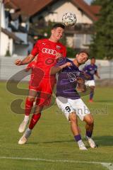 Bayernliga Süd - Saison 2021/2022 - FC Ingolstadt 04 II - Schwaben Augsburg - Cavadias Fabian (#5 FCI) - Bastian Kurz Augsburg rechts  - Foto: Meyer Jürgen