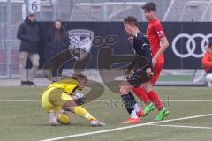 Landesliga Bayern Süd - U17 - B-Junioren -  FC Ingolstadt 04 II - ASV Cham -  Pönn Simon schwarz FCI  - Lichina Daniel Torwart Cham - Foto: Meyer Jürgen