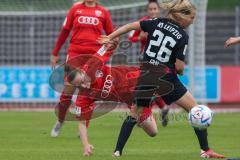 2. Fußball-Liga - Frauen - Saison 2022/2023 - FC Ingolstadt 04 - RB Leipzig - Haim Vanessa (Nr.13 - FC Ingolstadt 04 ) - Graf Luca-Marie schwarz Leipzig - Foto: Meyer Jürgen