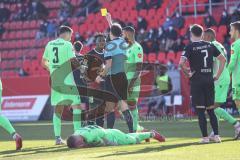 2.BL; FC Ingolstadt 04 - SV Sandhausen; Zweikampf Kampf um den Ball Hans Nunoo Sarpei (18 FCI) Bachmann Janik (26 SVS) gelb rote Karte für Hans Nunoo Sarpei (18 FCI)