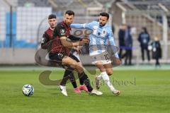 3. Liga; TSV 1860 München - FC Ingolstadt 04; Zweikampf Kampf um den Ball Lukas Fröde (34, FCI) Vrenezi Albion (10 TSV) Felix Keidel (43, FCI)