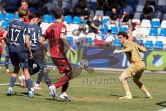 3. Liga - Saison 2025/26 - TSG Hoffenheim II - FC Ingolstadt 04  - Marcel Costly (Nr.22 - FCI) mit dem 0:3 Führungstreffer - jubel - Georgios Antzoulas (Nr.6 - FCI) - Torwart Lukas Blöndal Petersson (Nr.1 - TSG Hoffenheim II) - XXXXX - Foto: Meyer Jürgen