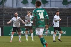 3. Liga - VfB Lübeck - FC Ingolstadt 04 - Tor Ausgleich Jubel Tobias Schröck (21, FCI) Marc Stendera (10, FCI) Robin Krauße (23, FCI)