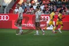 3. Liga - Saison 2026/27 - FC Ingolstadt 04 - Alemannia Aachen - Der 0:2 Führungstreffer - Vinko Sapina (Nr.41 - FCI)- Emre Gül (Nr.5 - FCI) - Foto: Meyer Jürgen